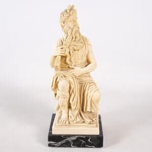 G. Ruggeri Horned Moses Michelangelo Marble Alabaster Sculpture Figurine Statue